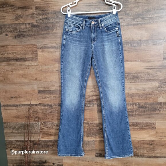Silver Jeans Size 28 Suki Bootcut Mid Rise Tummy Control Thick Stitch Western - Picture 1 of 13